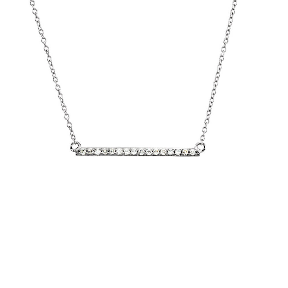 1/6 Ctw White Diamond 26mm Bar Necklace in 14k White Gold, 18 Inch