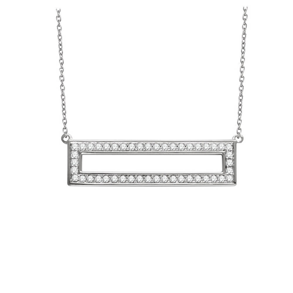 3/8 Ctw Diamond 30mm Rectangle Necklace in 14k White Gold, 16-18 Inch