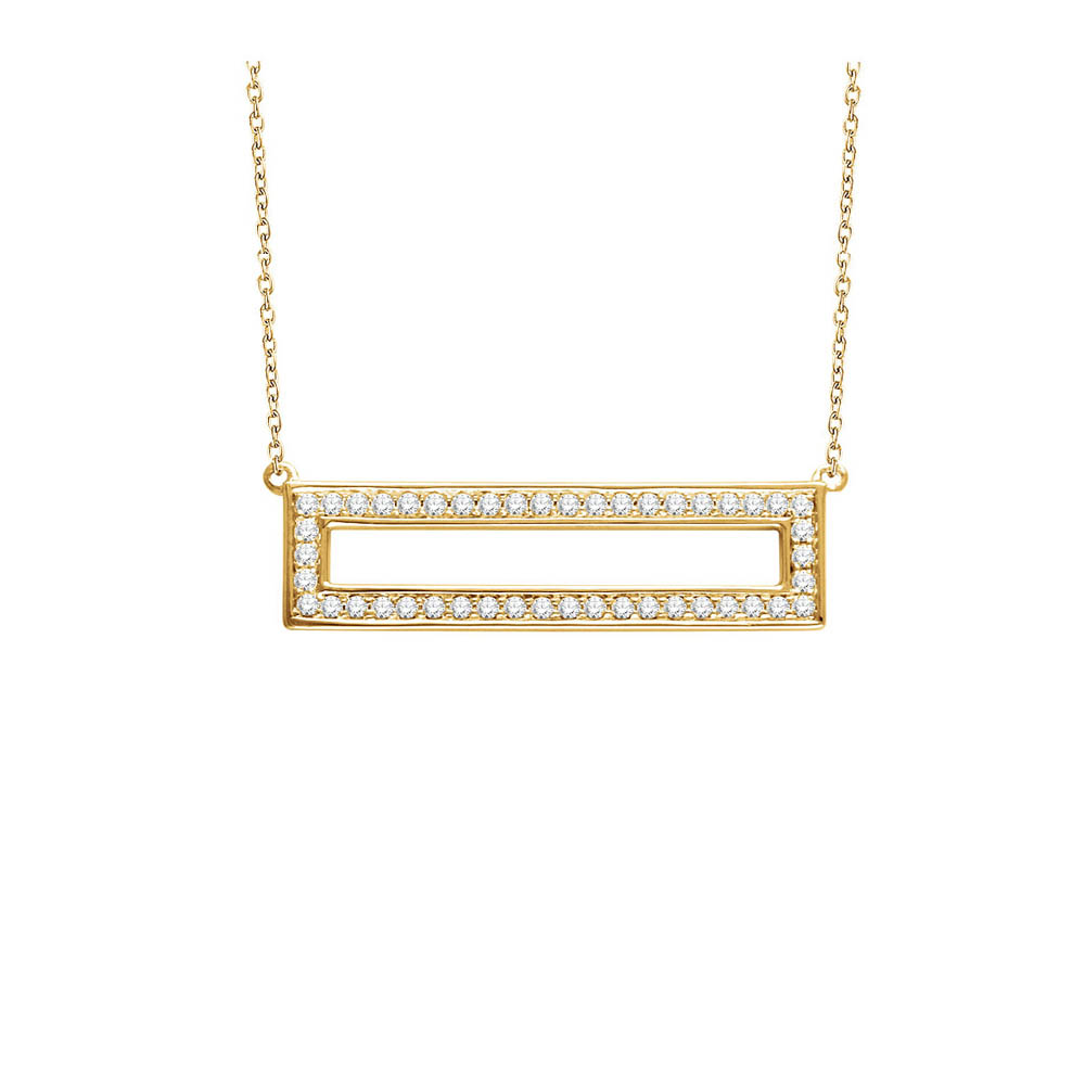 3/8 Ctw Diamond 30mm Rectangle Necklace in 14k Yellow Gold, 16-18 Inch