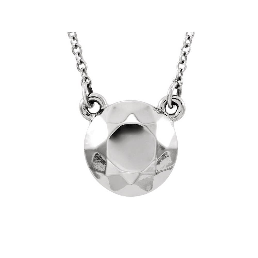 Faceted 9mm Circle Necklace in 14k White Gold