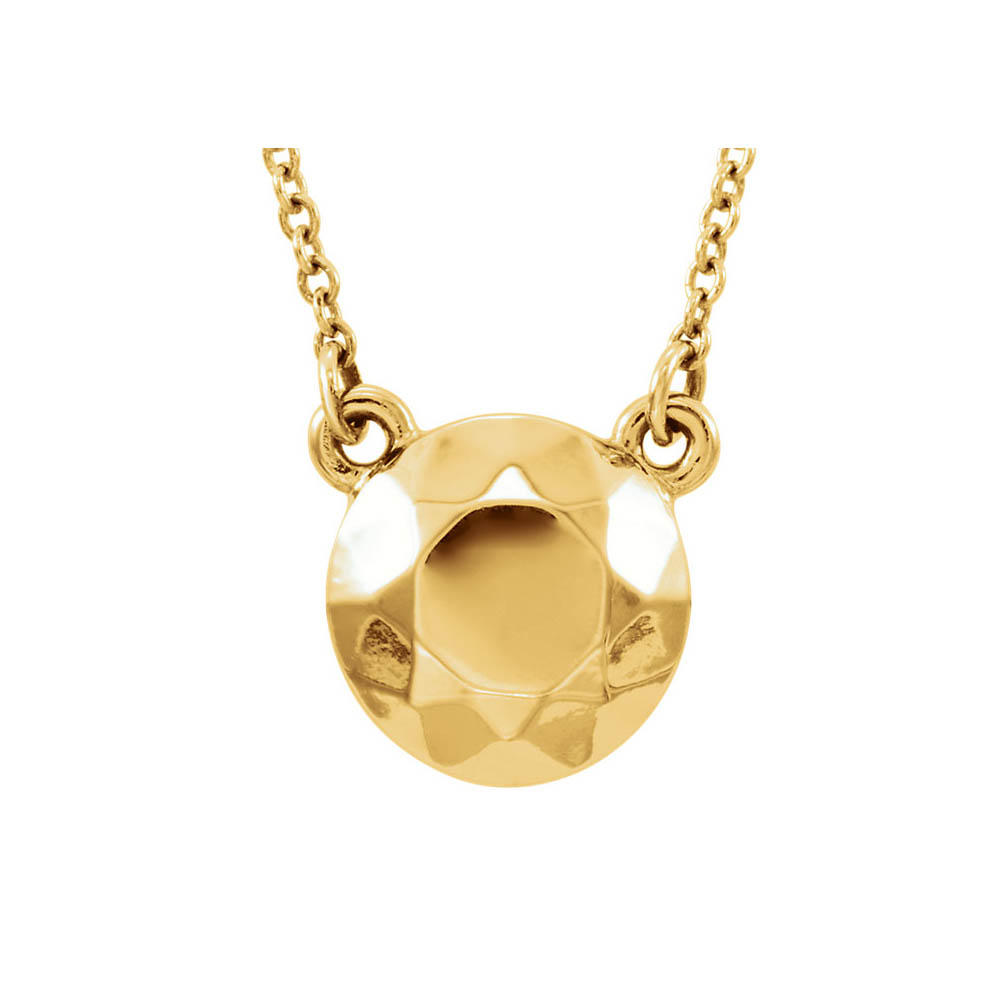 Faceted 9mm Circle Necklace in 14k Yellow Gold