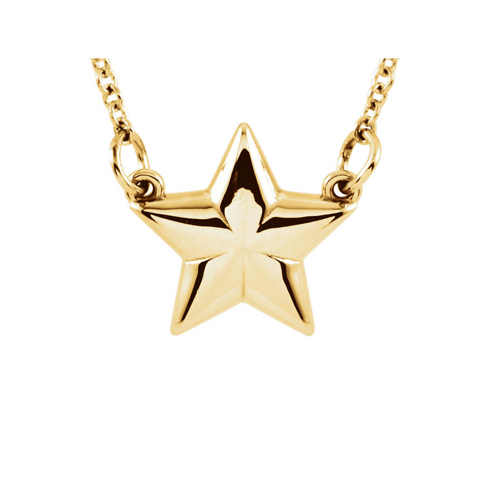 Polished Small Star Necklace in 14k Yellow Gold, 18 Inch