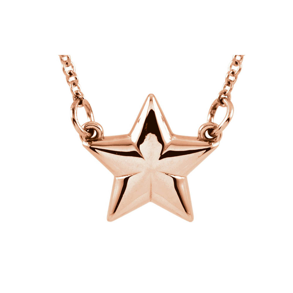 Polished Small Star Necklace in 14k Rose Gold, 18 Inch