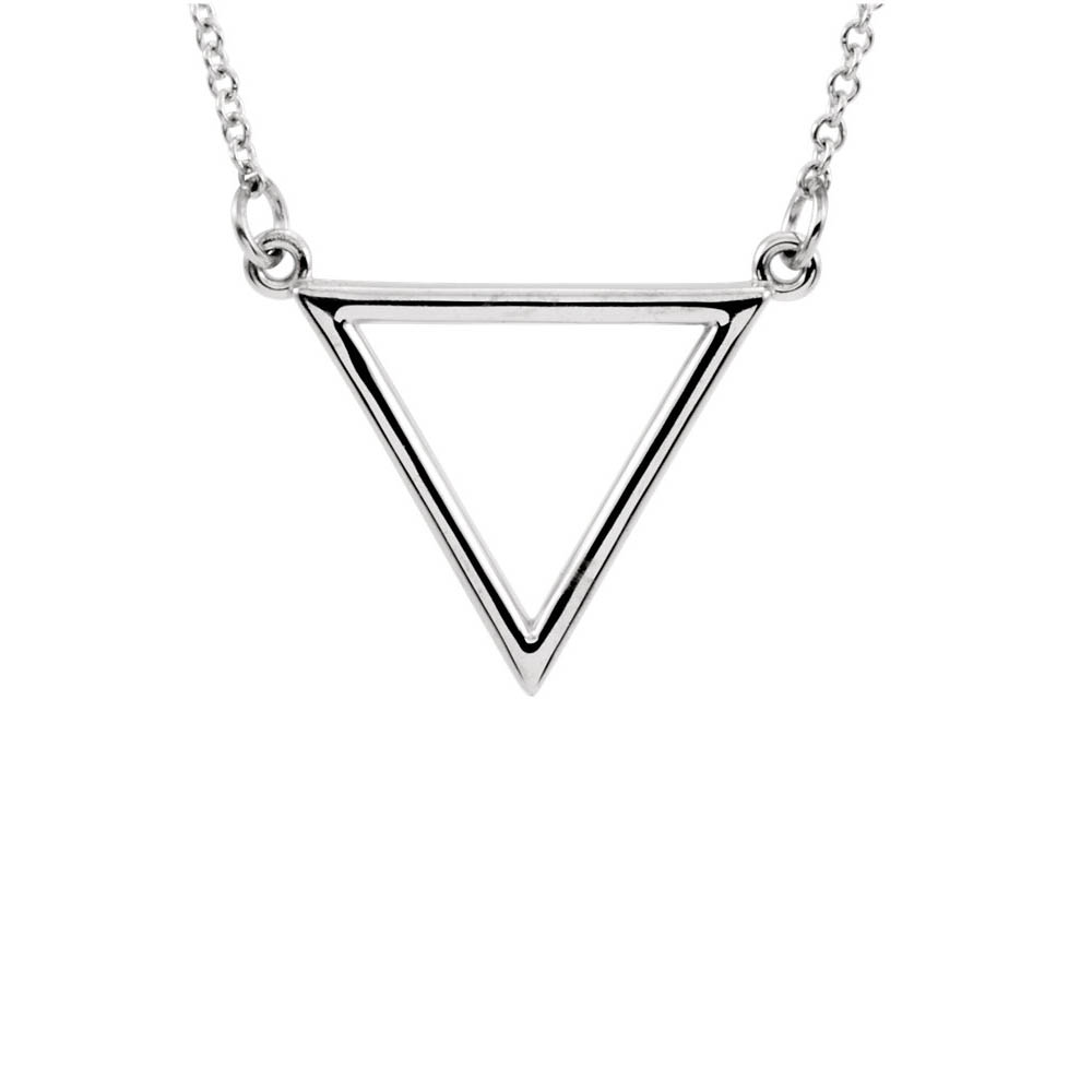 Polished 15x19mm Triangle Necklace in 14k White Gold