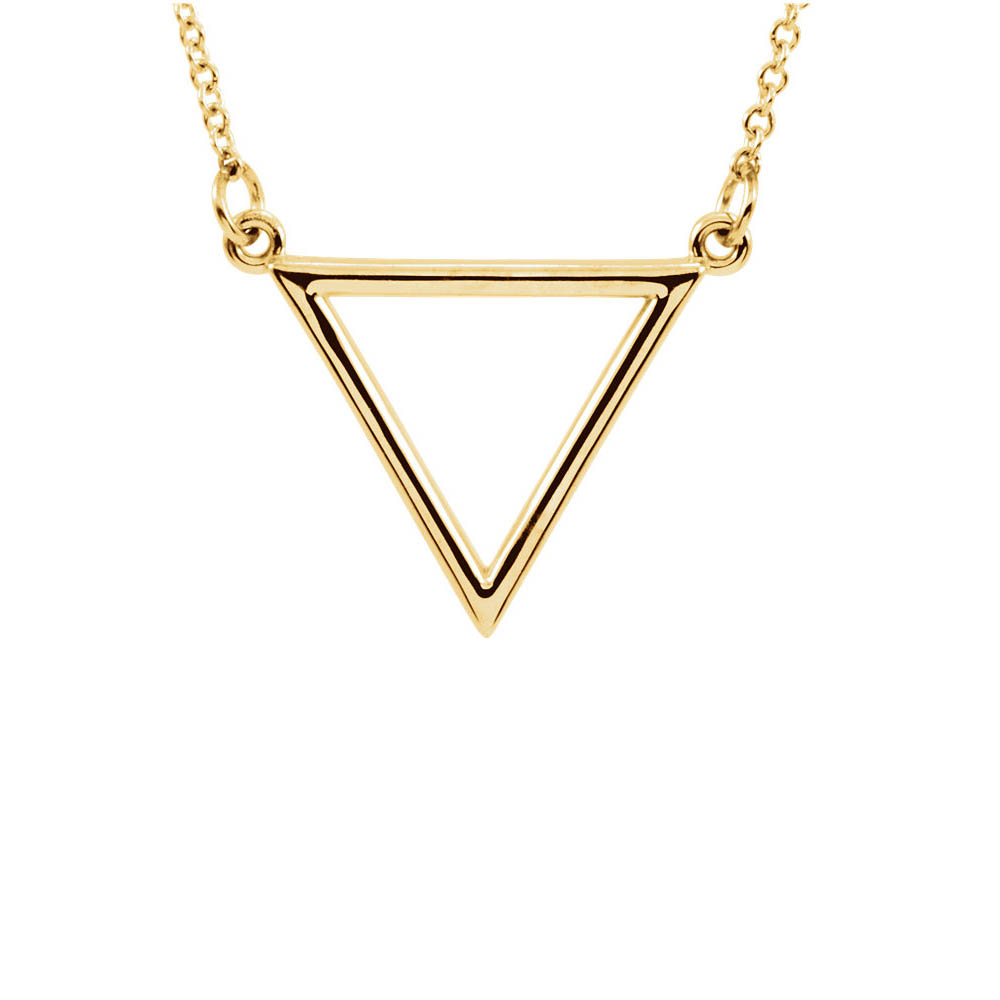 Polished 15x19mm Triangle Necklace in 14k Yellow Gold