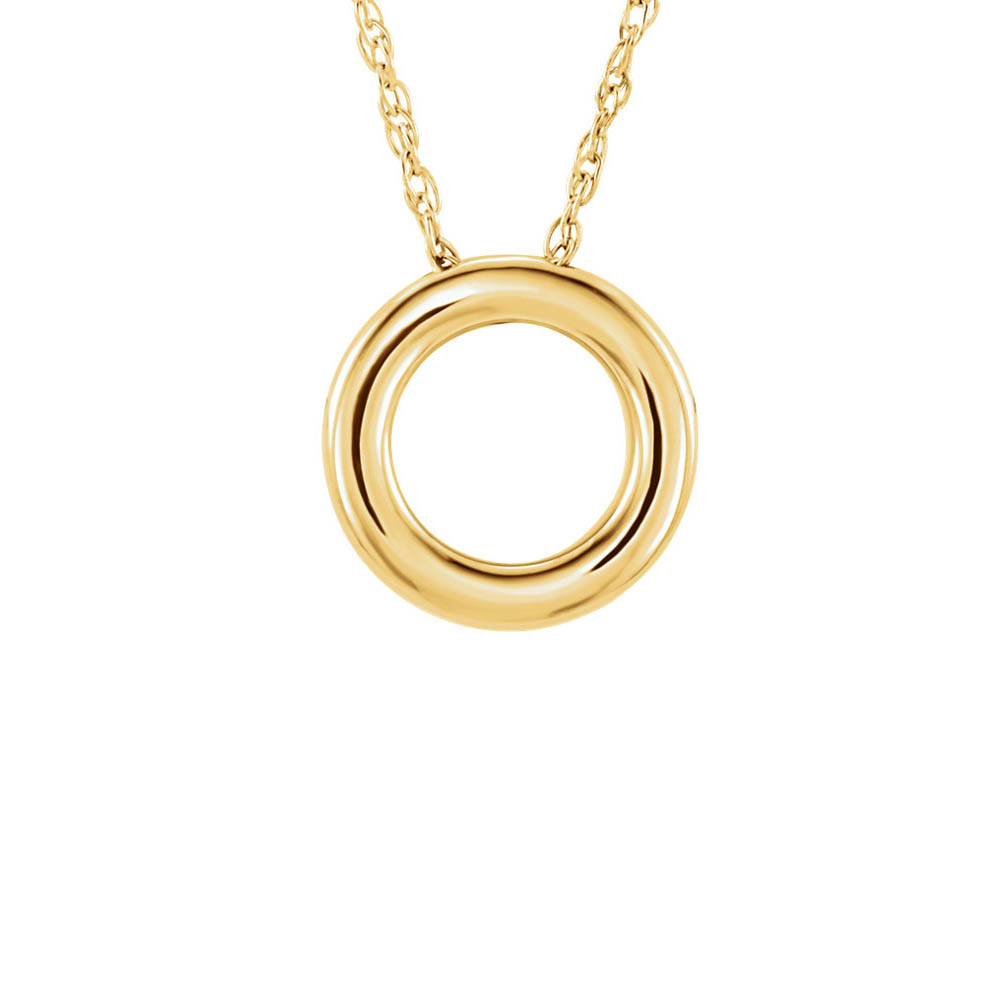 Polished 13mm Circle Necklace in 14k Yellow Gold