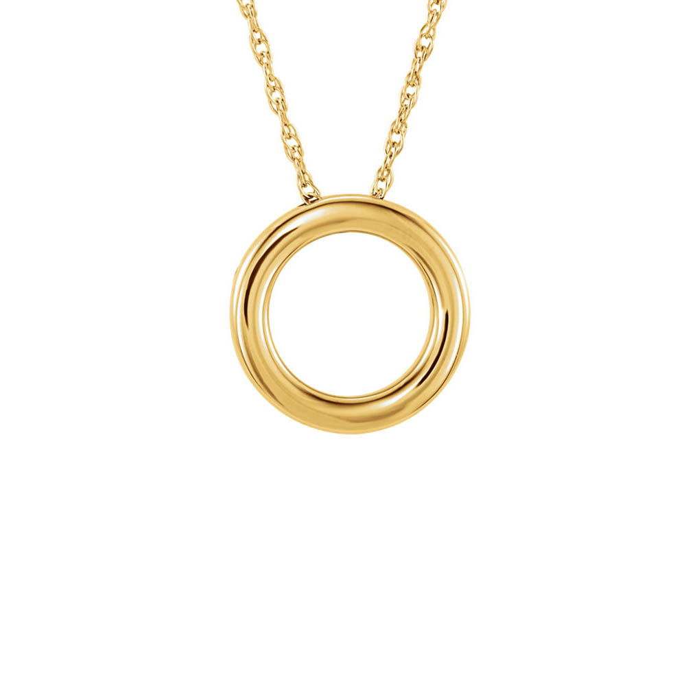 Polished 15mm Circle Necklace in 14k Yellow Gold