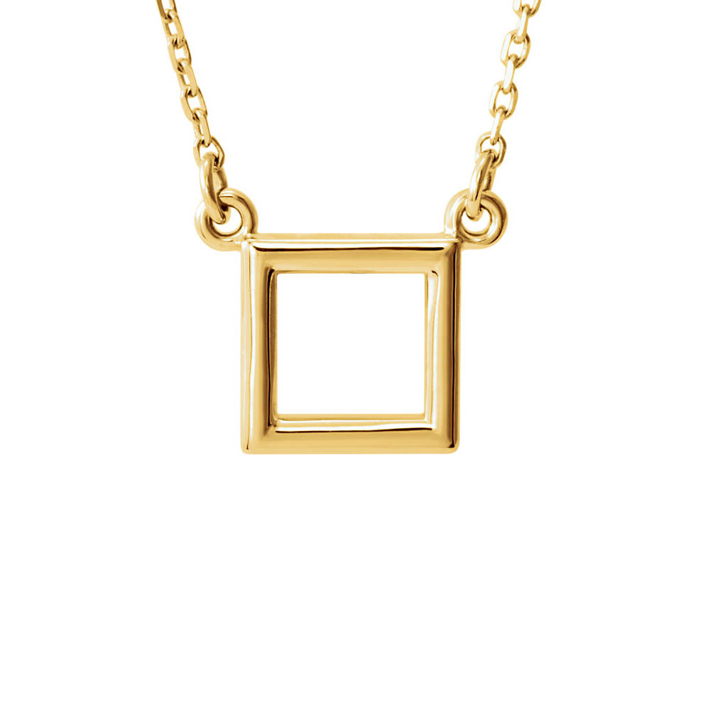 Polished 10mm Square Necklace in 14k Yellow Gold, 16-18 Inch