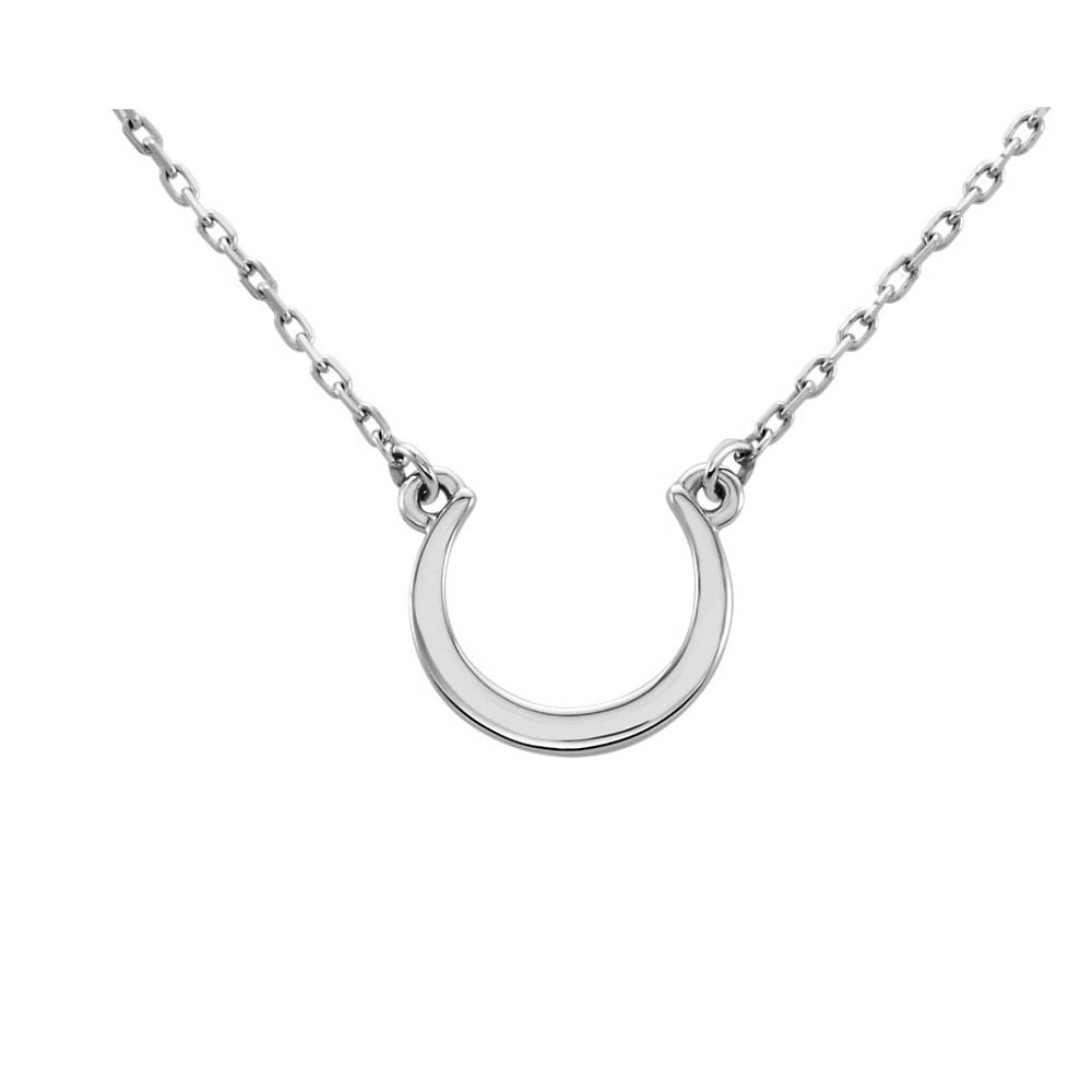 Small Polished Crescent Necklace in Sterling Silver, 18 Inch