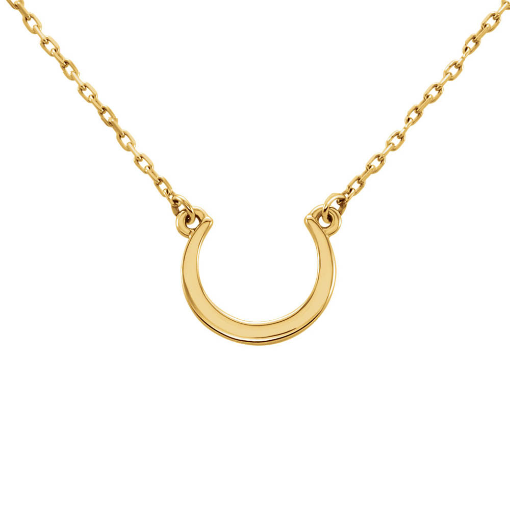Polished Crescent Necklace in 14k Yellow Gold, 18 Inch