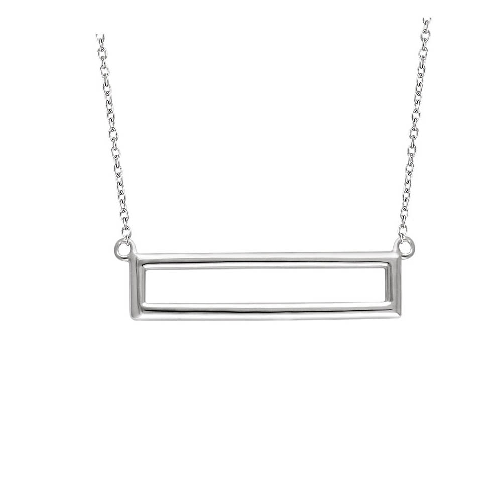 29mm Horizontal Rectangle Necklace in 14k White Gold, Inch