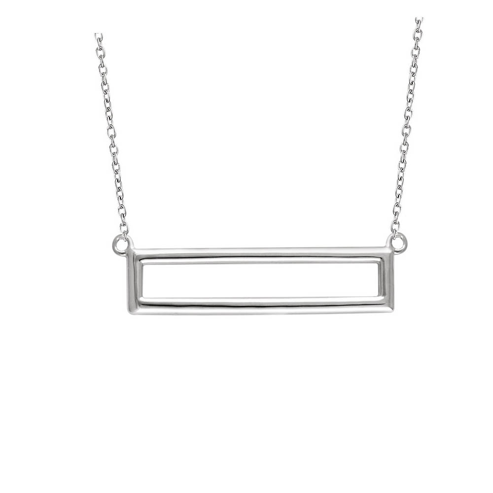 29mm Horizontal Rectangle Necklace in 14k White Gold, 16-18 Inch