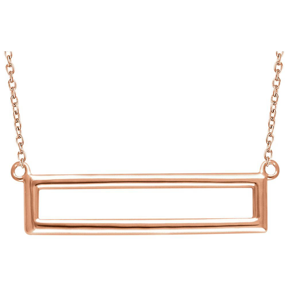 29mm Horizontal Rectangle Necklace in 14k Rose Gold, Inch