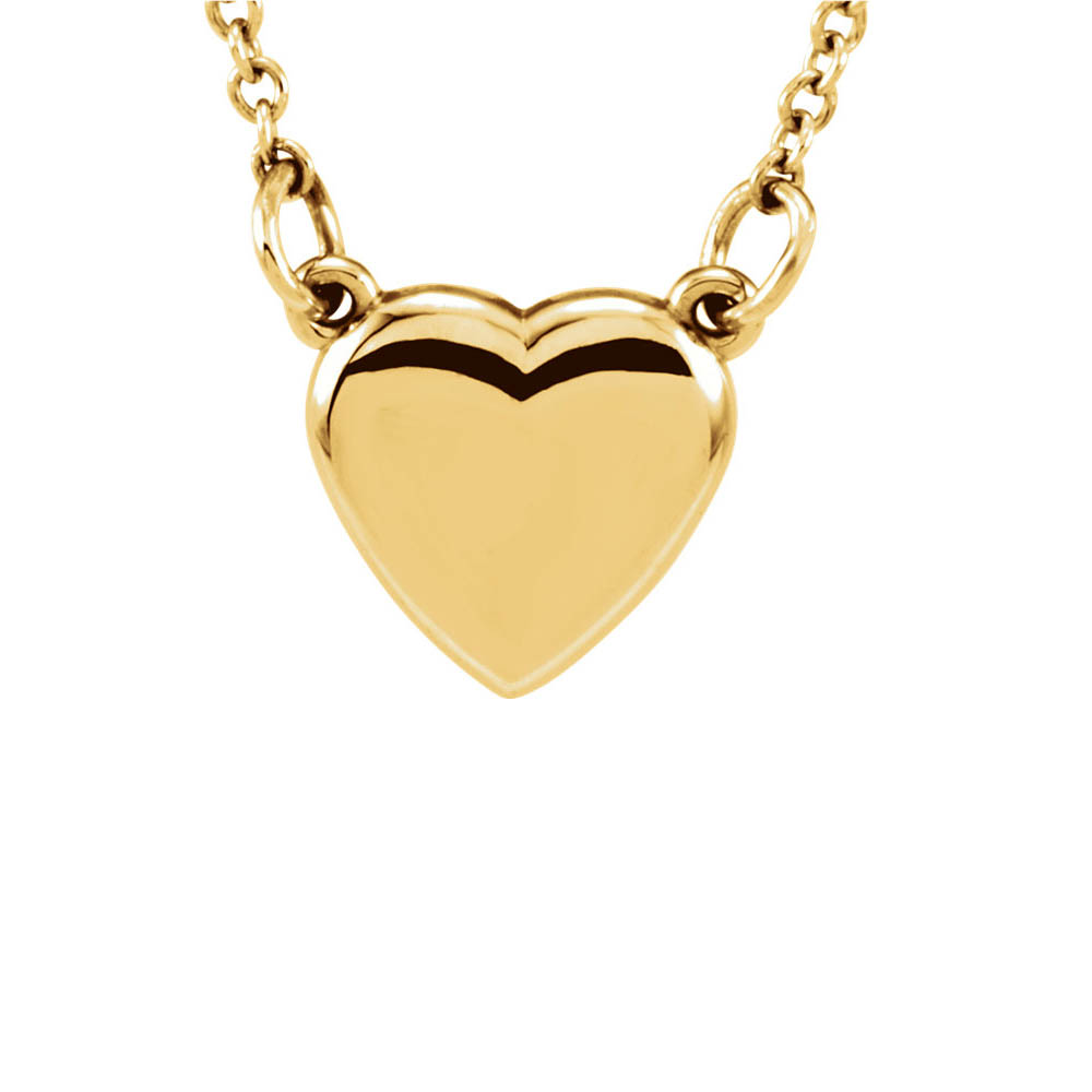 Polished 9mm Classic Heart Necklace in 14k Yellow Gold