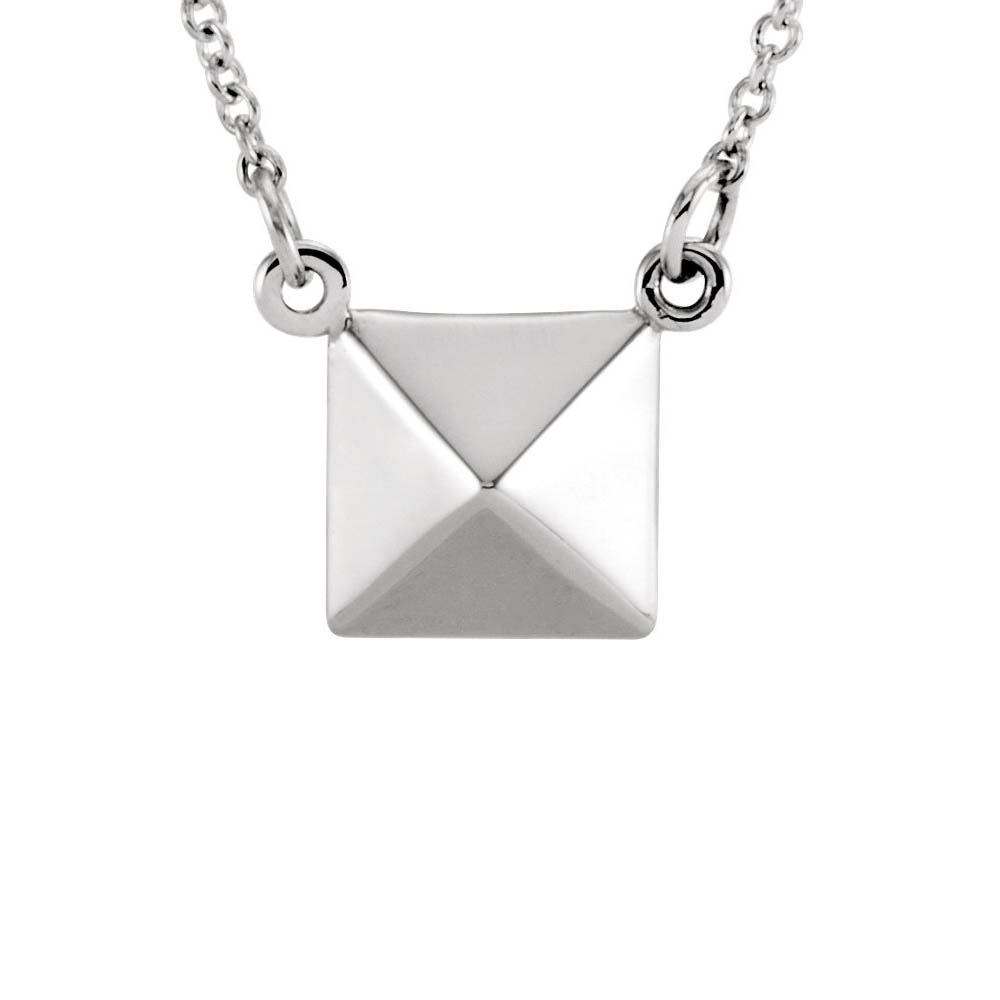 Polished Pyramid Necklace in 14k White Gold, 16.25 Inch