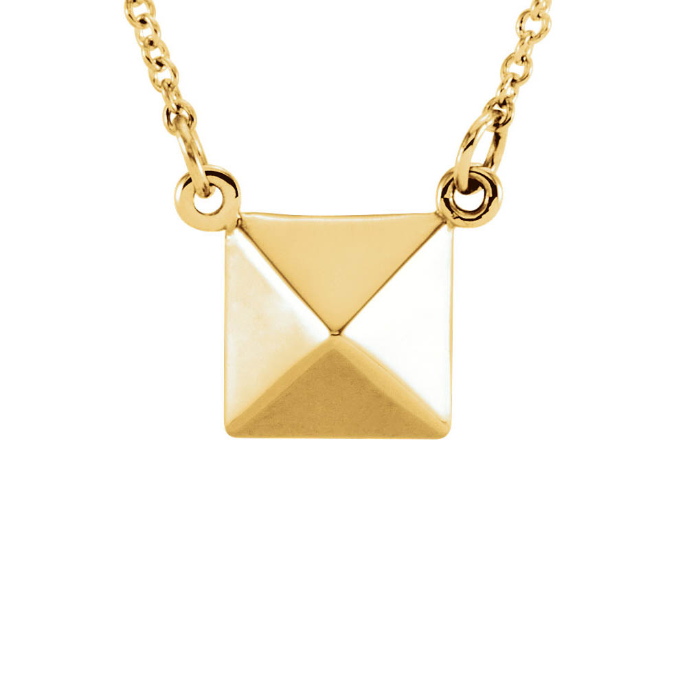Polished Pyramid Necklace in 14k Yellow Gold