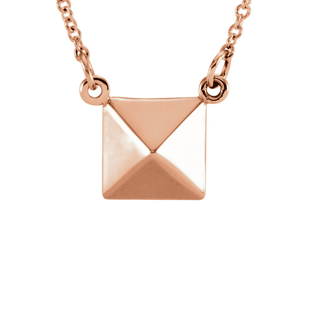 Polished Pyramid Necklace in 14k Rose Gold