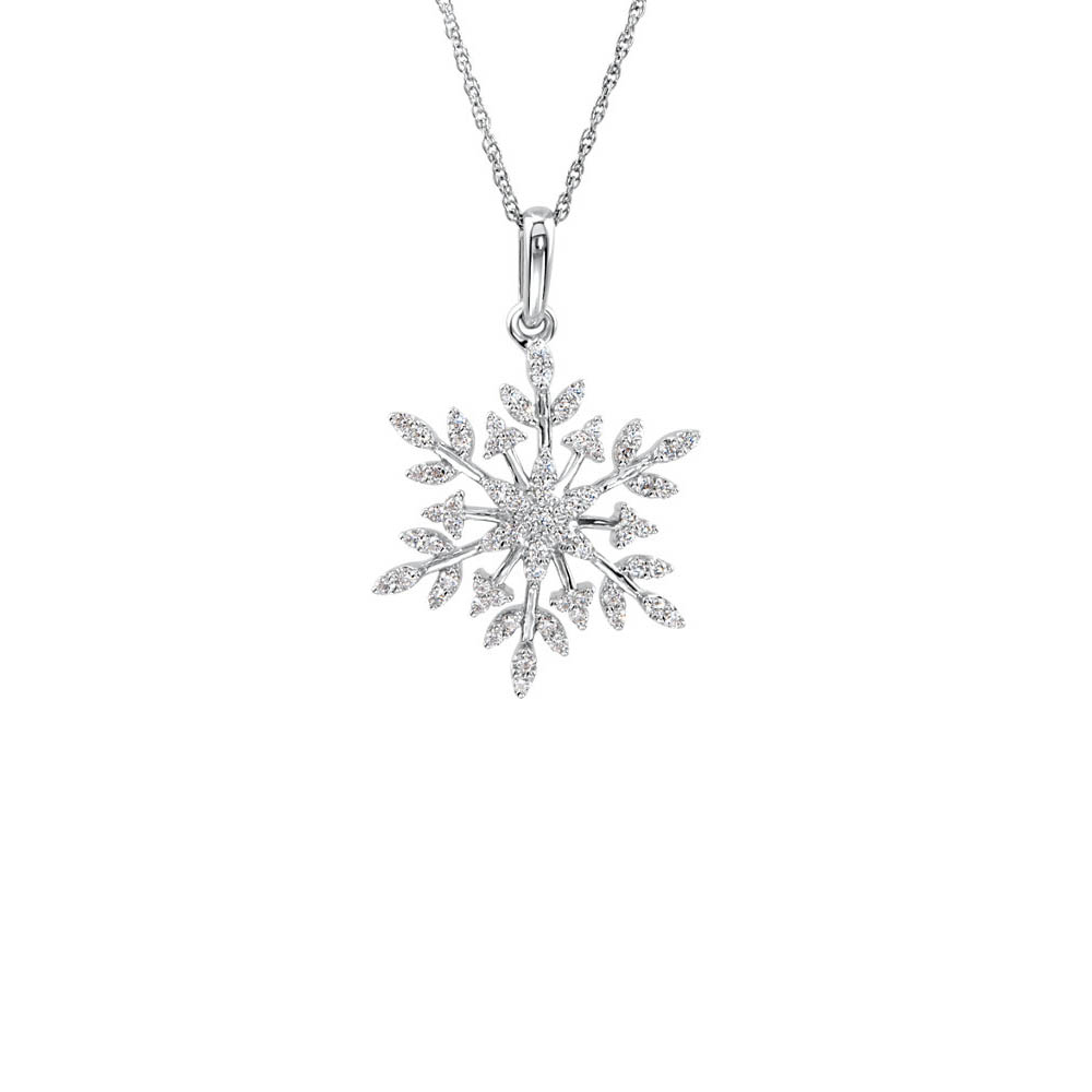 19mm Cubic Zirconia Snowflake Necklace in Sterling Silver, 18 Inch