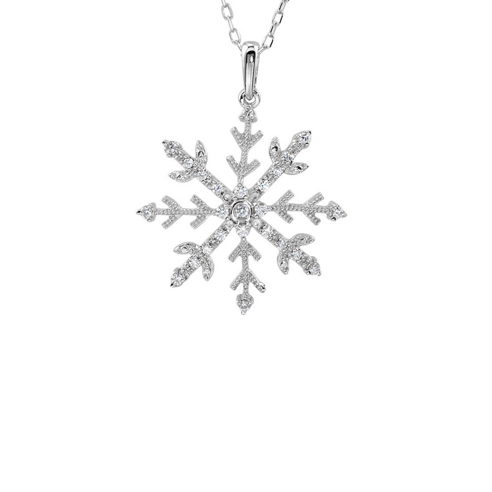 21mm Cubic Zirconia Snowflake Necklace in Sterling Silver