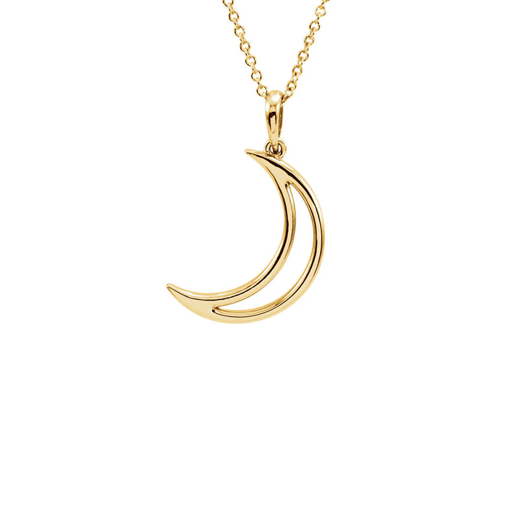 Polished Crescent Moon Necklace in 14k Yellow Gold