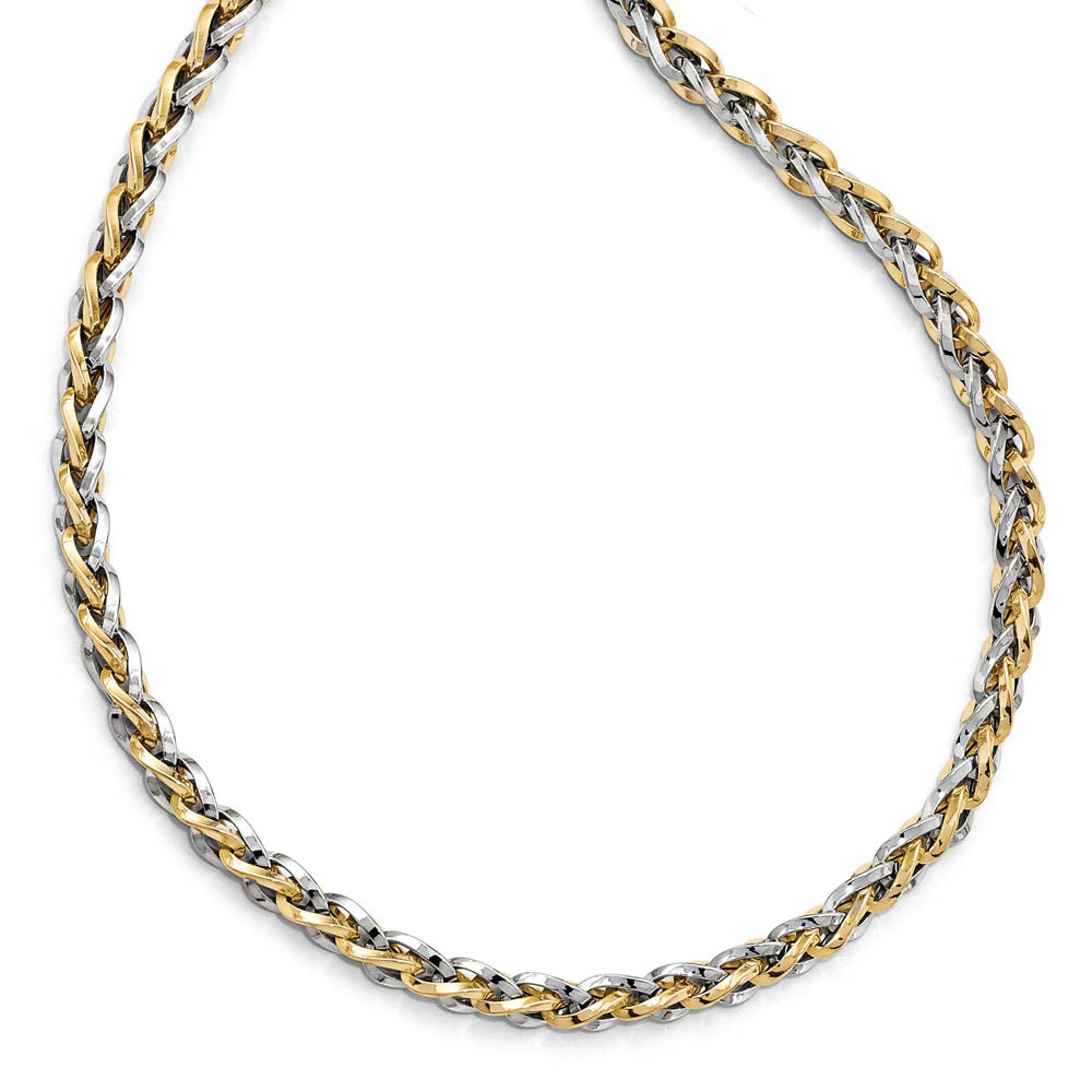 5.5mm 14k Two-Tone Gold Polished Fancy Link Necklace, 18 Inch