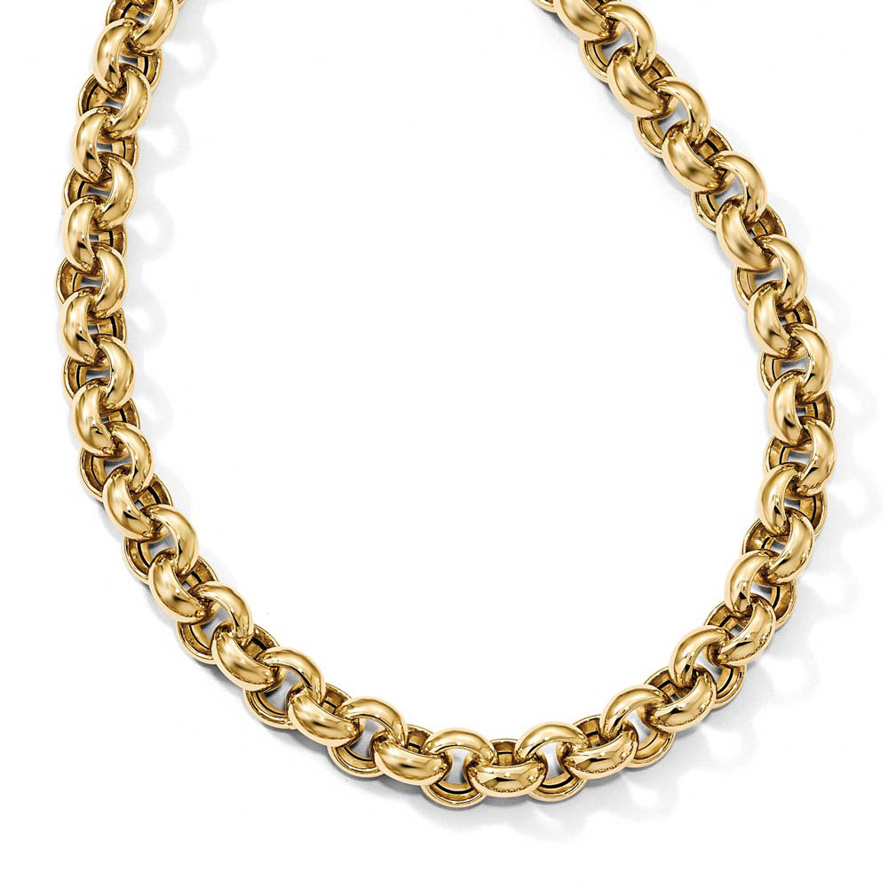 8.5mm 14k Yellow Gold Hollow Rolo Link Necklace