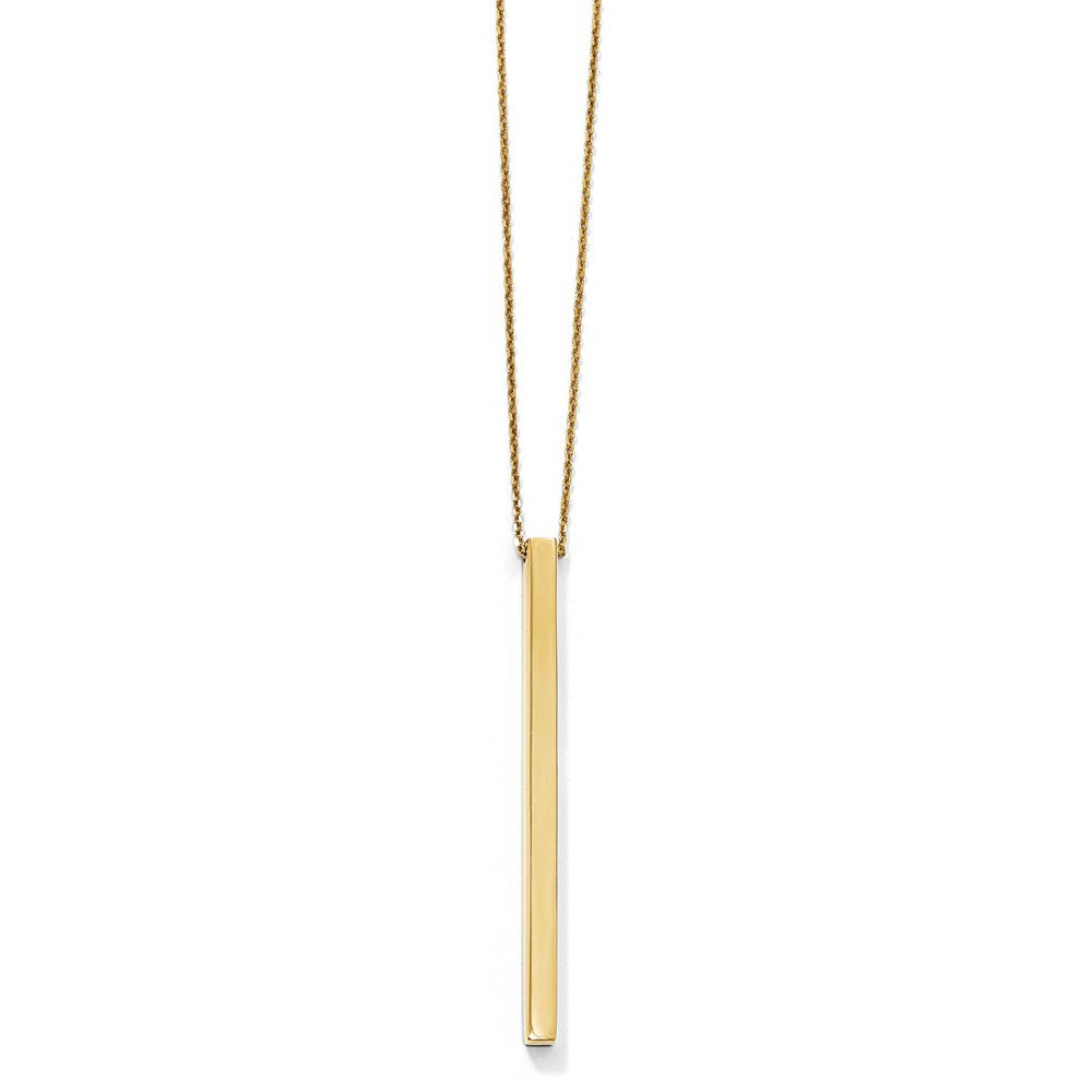 14k Yellow Gold Polished 3mm Vertical Bar Necklace, 16-18 Inch