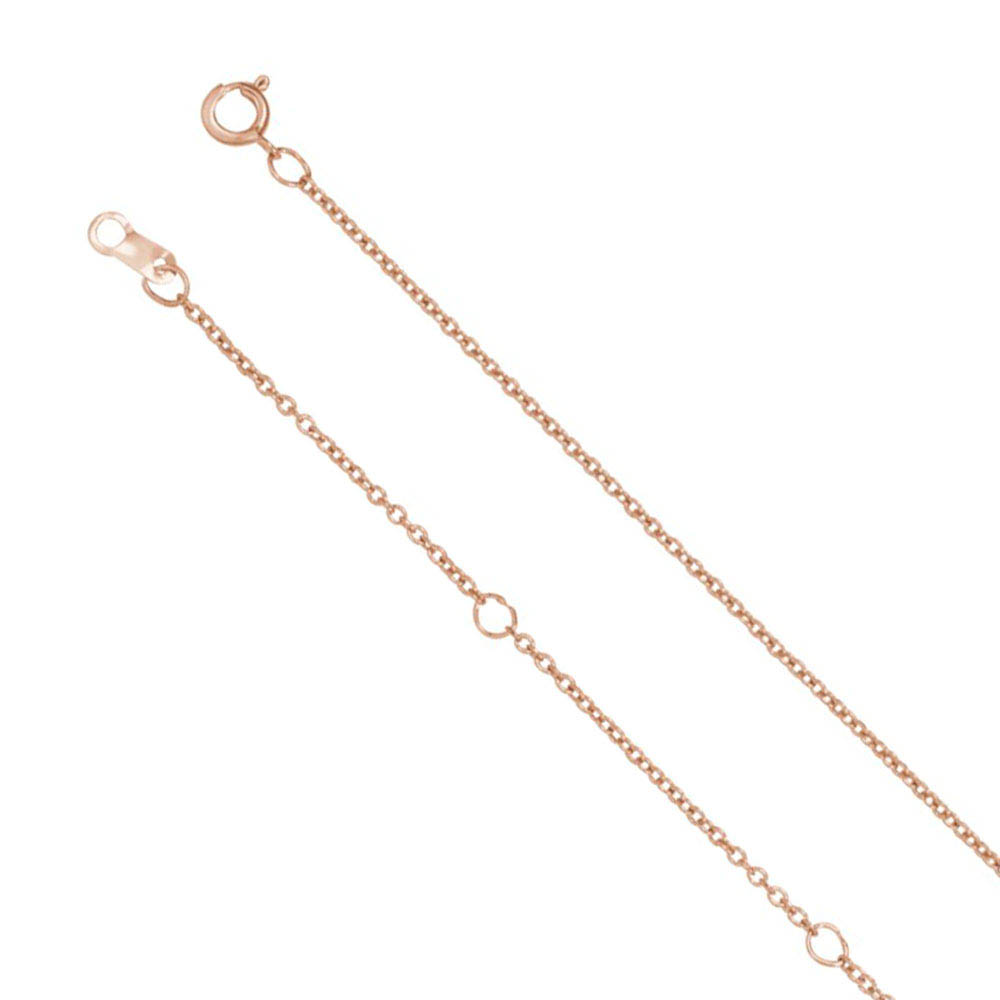 1mm 14k Rose Gold Solid Cable Chain Adjustable Inch Necklace