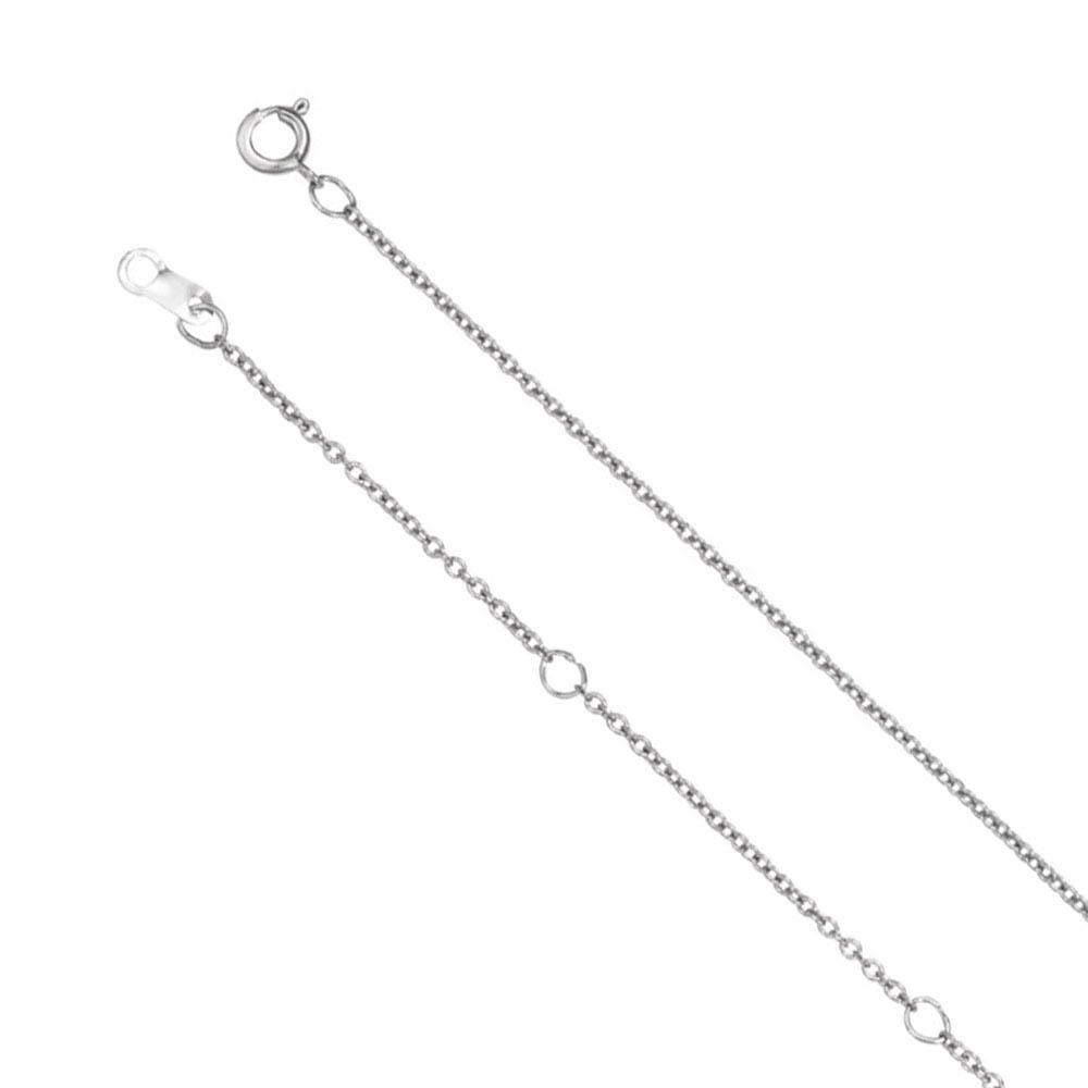 1mm 14k White Gold Solid Cable Chain Adjustable Inch Necklace