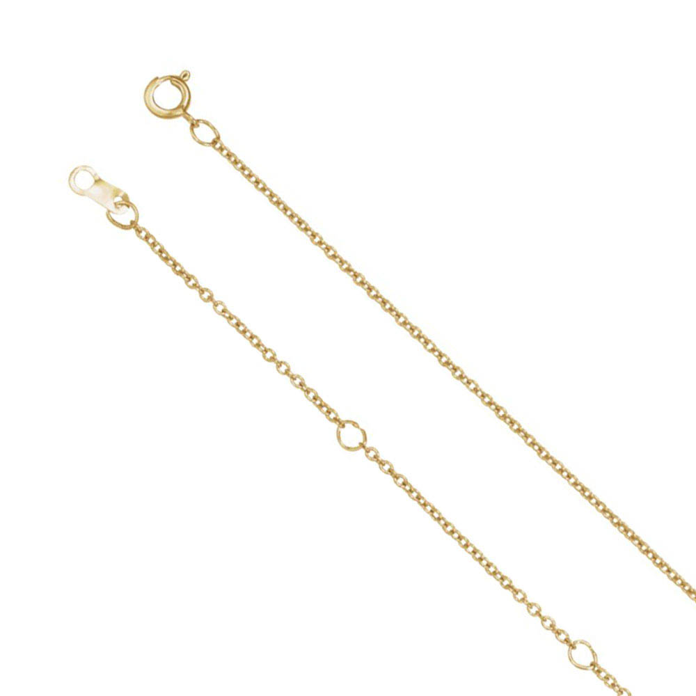 1mm 14k Yellow Gold Solid Cable Chain Adjustable Inch Necklace