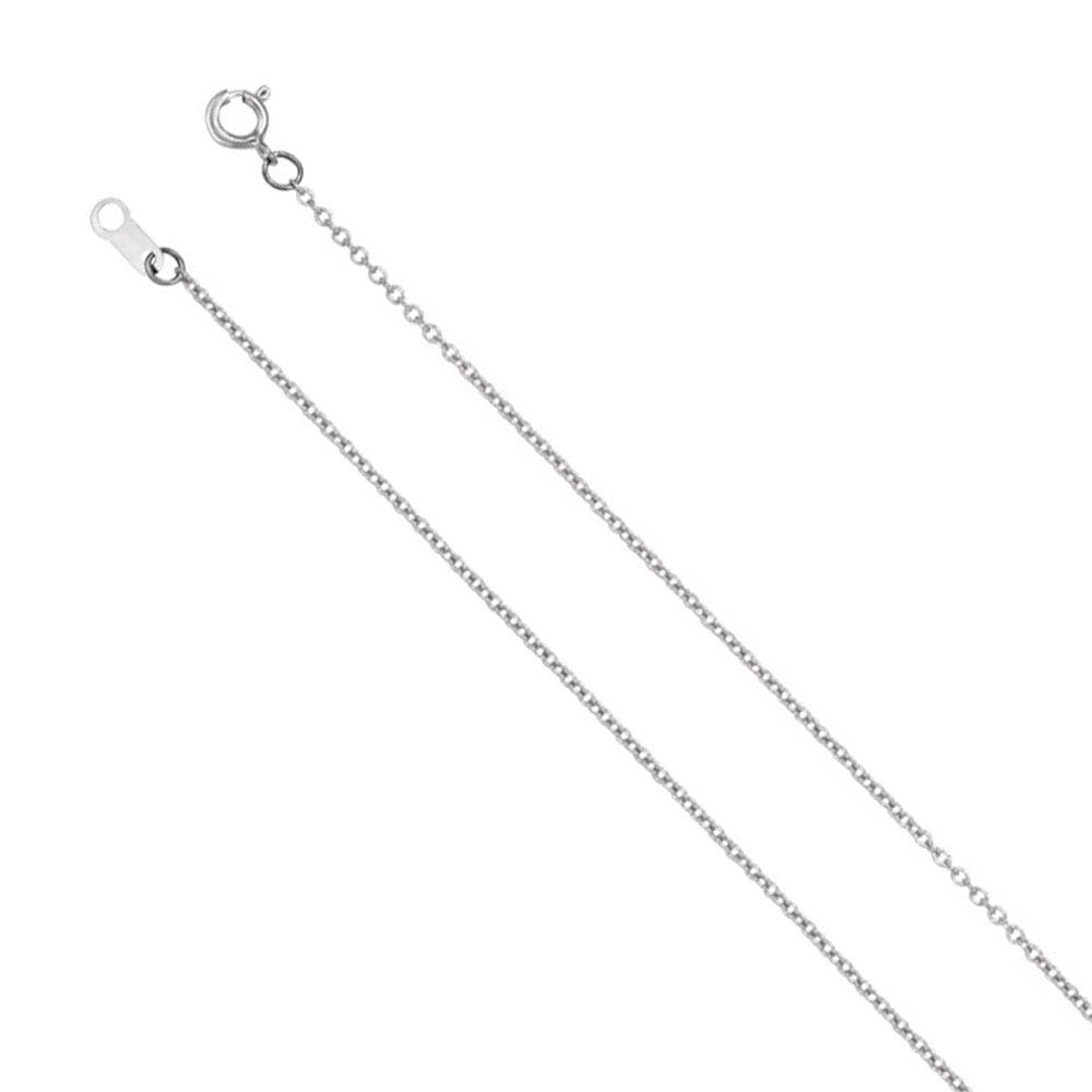 1mm 14k White Gold Solid Cable Chain Spring Ring Clasp 18-in Necklace