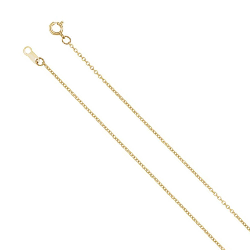 1mm 14k Yellow Gold Solid Cable Chain Spring Ring Clasp 18-in Necklace