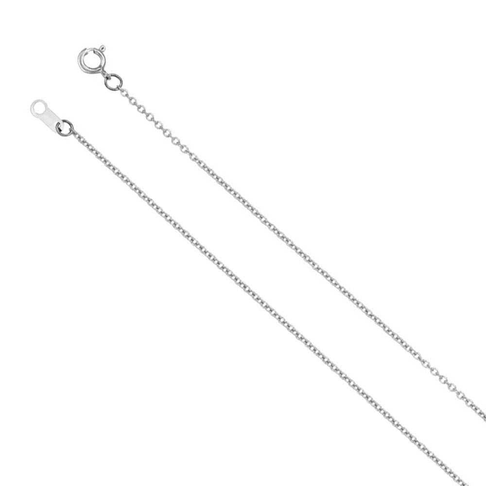1mm 18k White Gold Solid Cable Chain Spring Ring Clasp 20-in Necklace