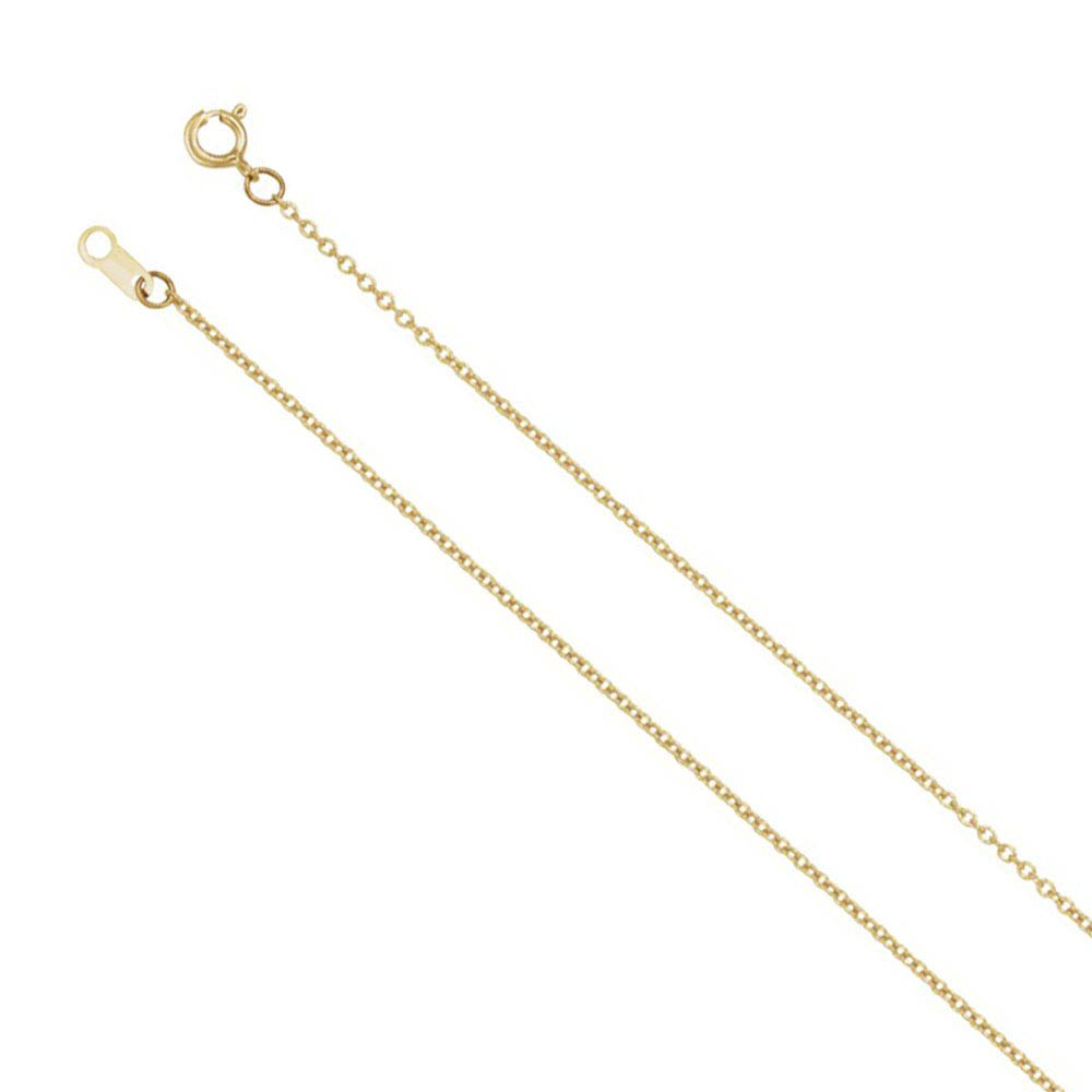 1mm 18k Yellow Gold Solid Cable Chain Spring Ring Clasp 20-in Necklace
