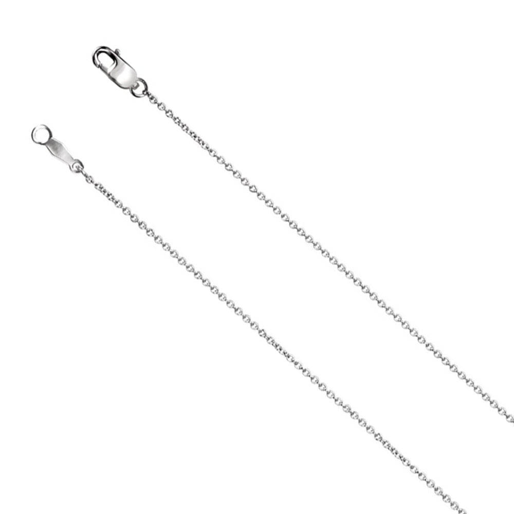 1mm 18k White Gold Solid Cable Chain Lobster Clasp Necklace