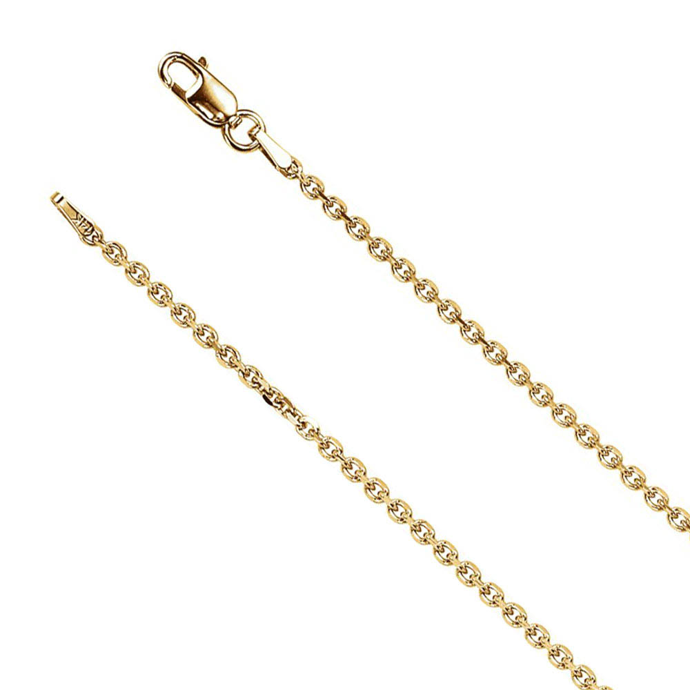 1.75mm 14k Yellow Gold Cable Chain Lobster Clasp Necklace