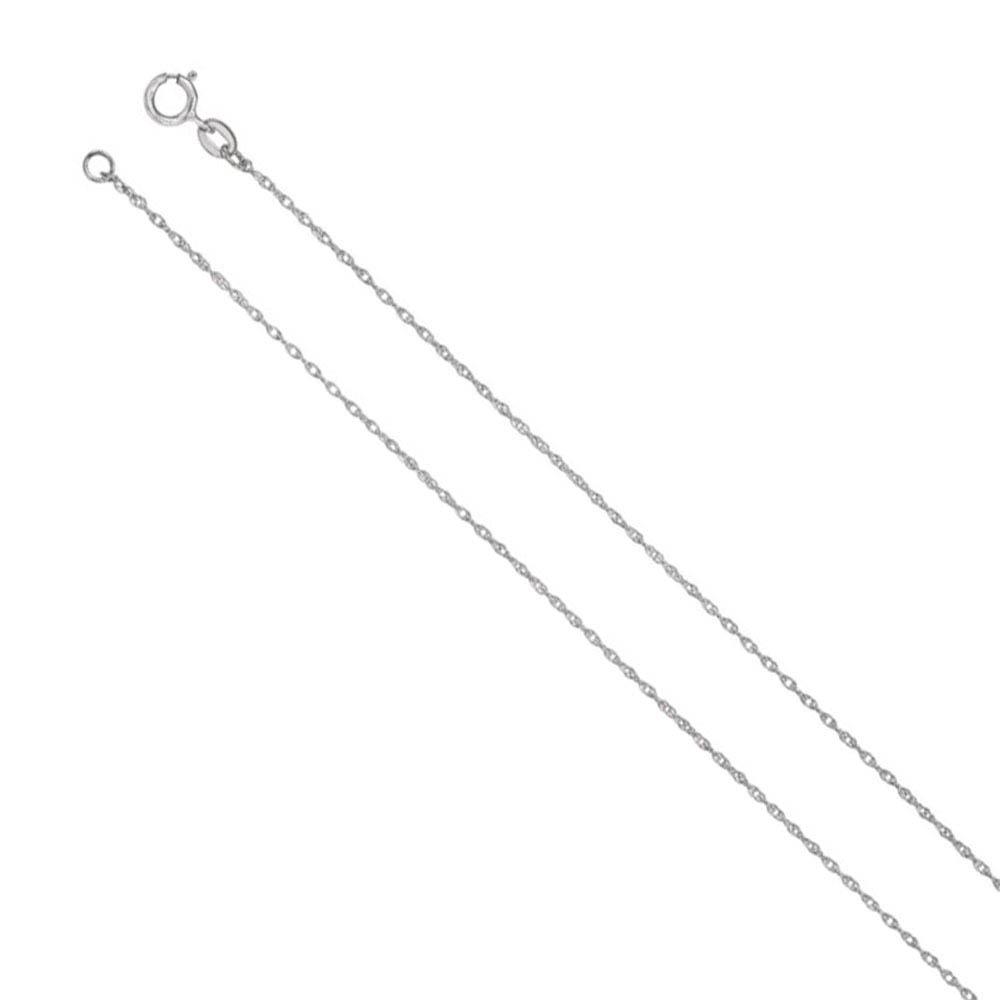 1mm 18k White Gold Solid Loose Rope Chain Necklace