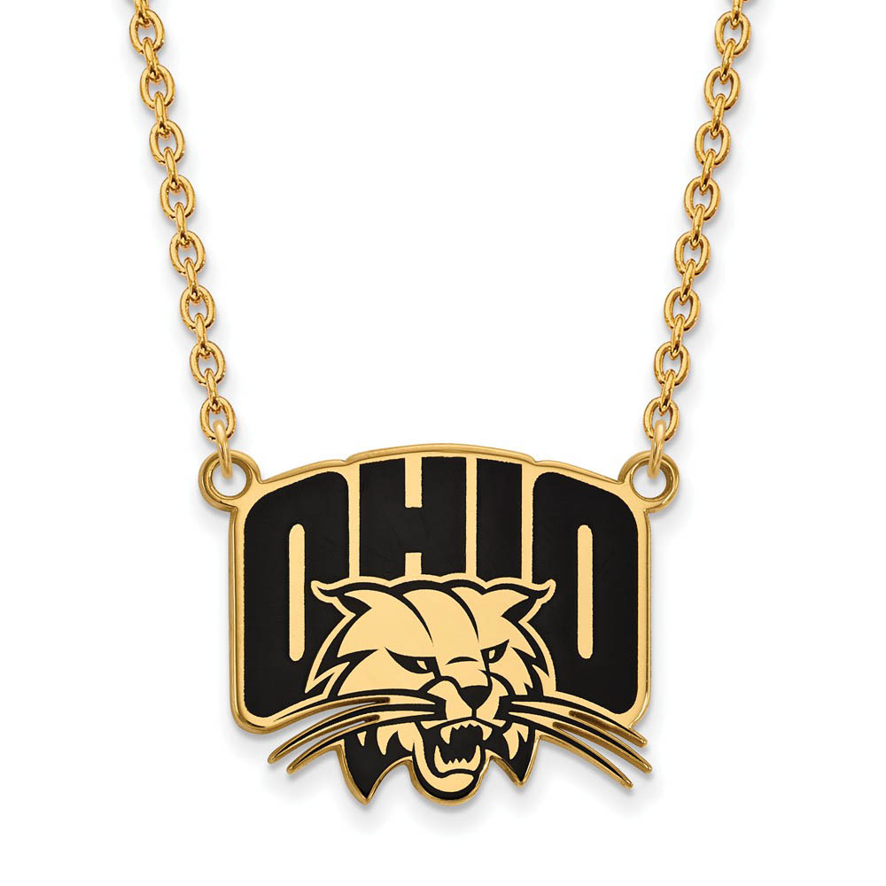14k Gold Plated Silver Ohio U Enamel Pendant Necklace