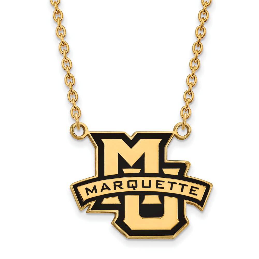 14k Gold Plated Silver Marquette U Enamel Pendant Necklace