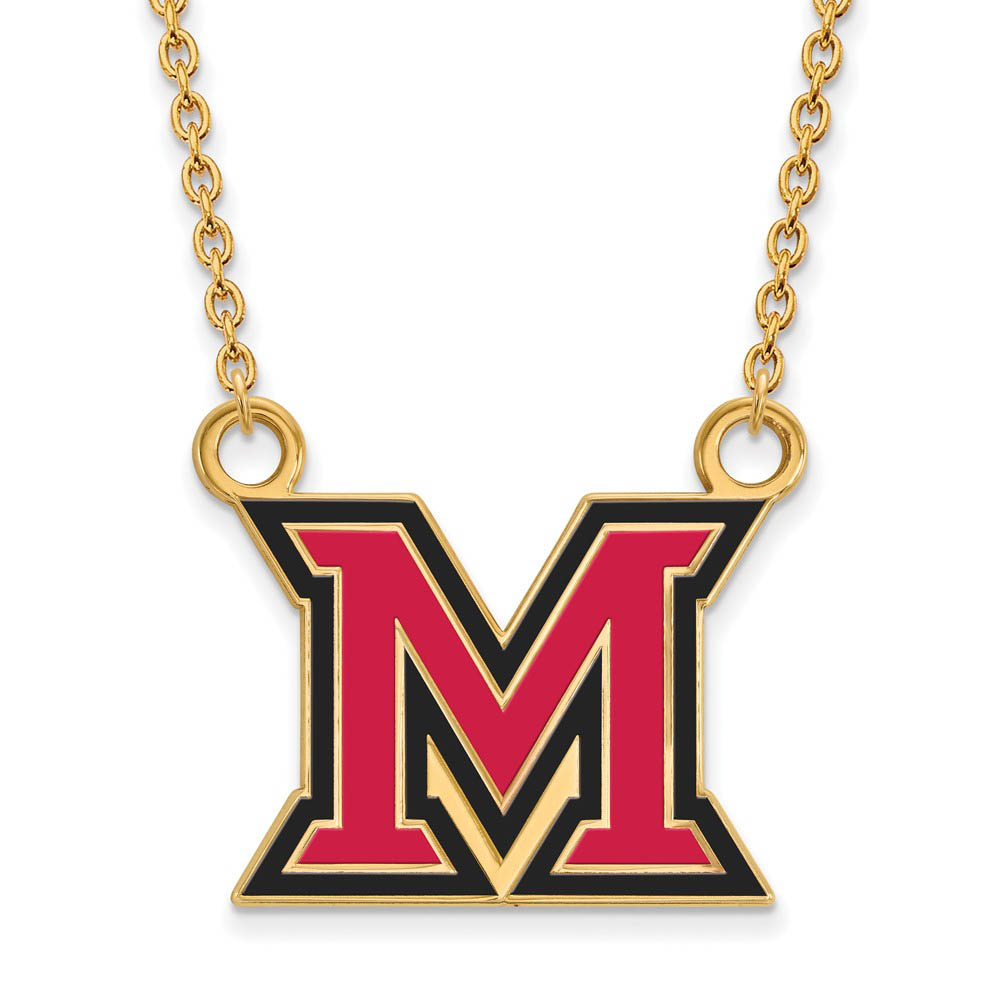 14k Gold Plated Silver Miami U Large Enamel 'M' Pendant Necklace