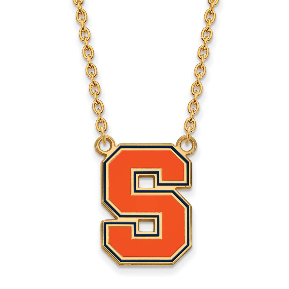 14k Gold Plated Silver Syracuse U Enamel Pendant Necklace