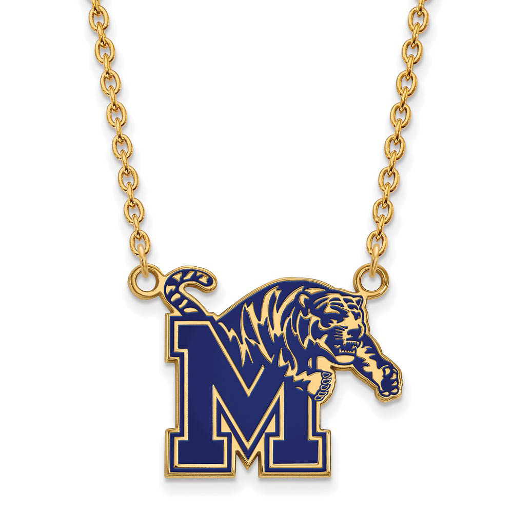 14k Gold Plated Silver U of Memphis Enamel Pendant Necklace