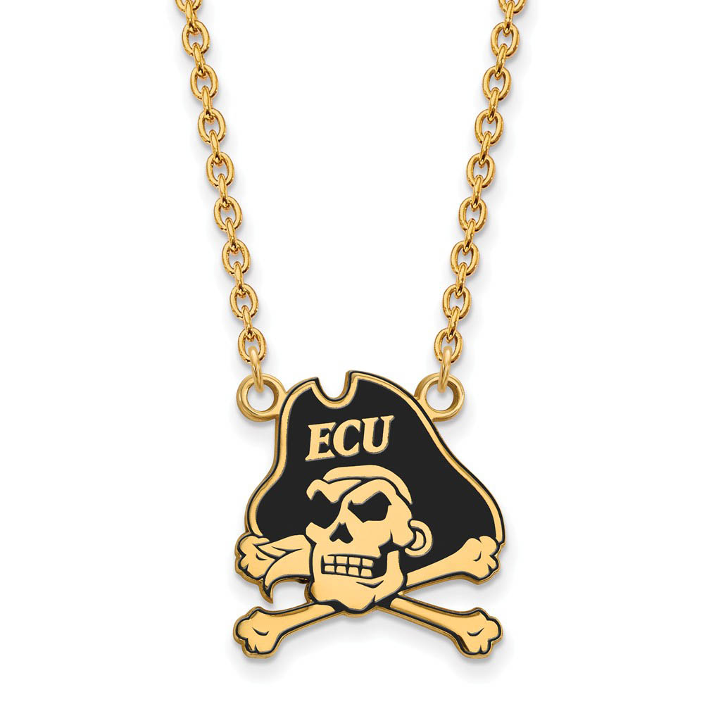 14k Gold Plated Silver East Carolina U Lg Enamel Pendant Necklace
