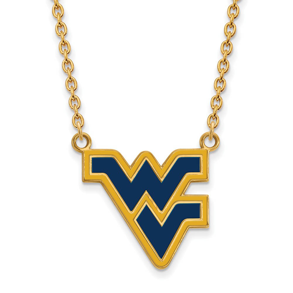14k Gold Plated Silver West Virginia U Lg Enamel Pendant Necklace