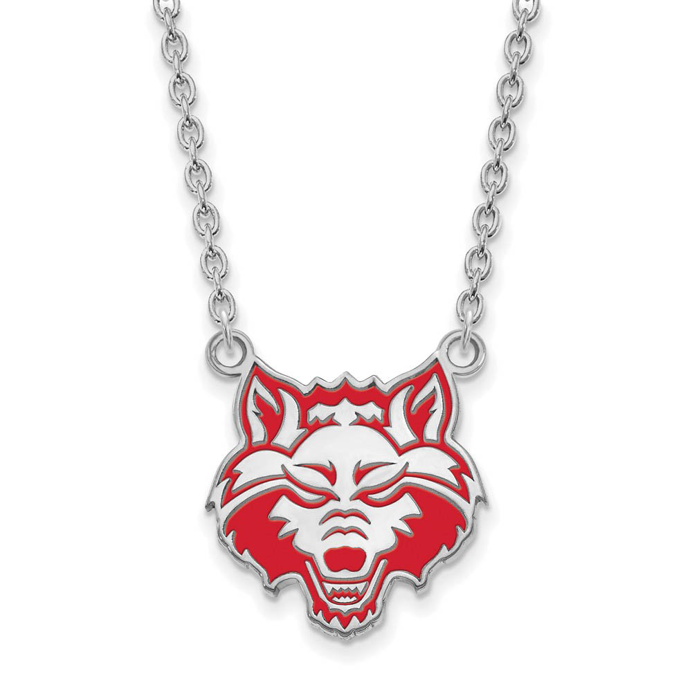 Sterling Silver Arkansas State Enamel Pendant Necklace