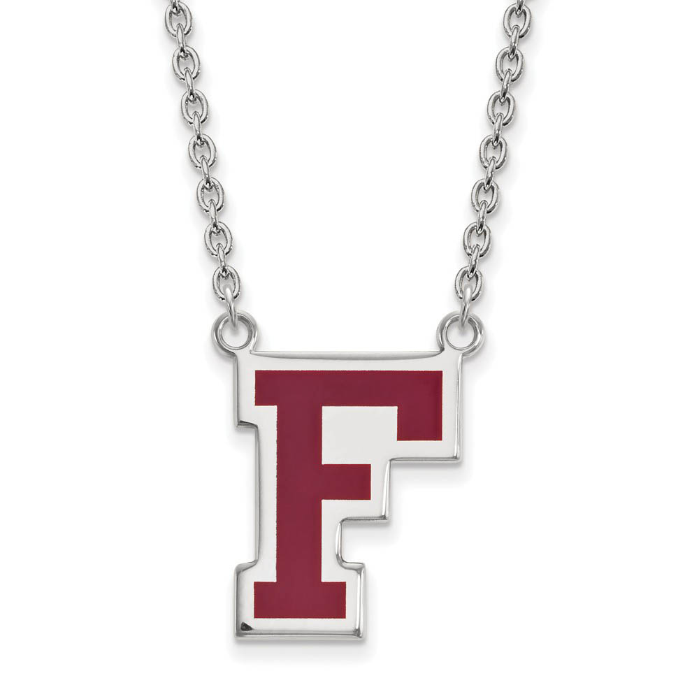 Sterling Silver Fordham U Enamel Initial F Pendant Necklace