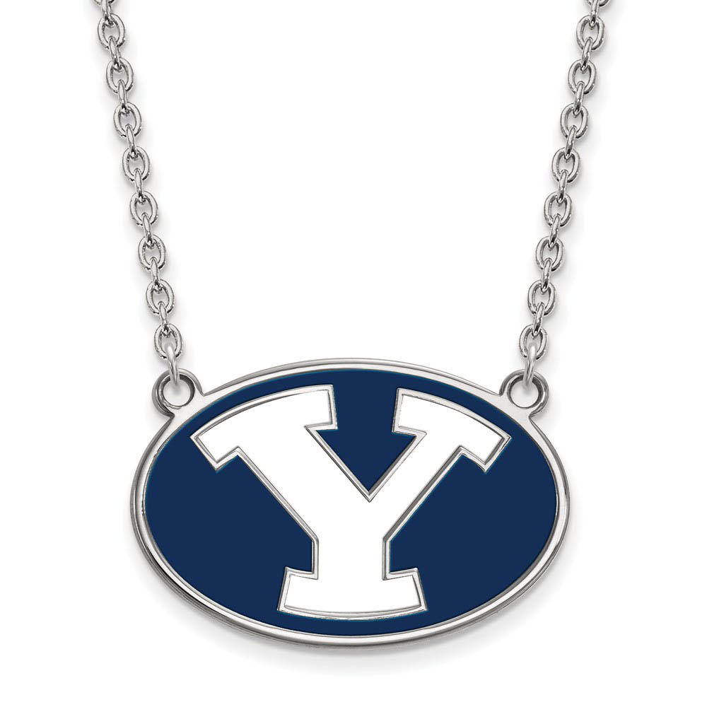 Sterling Silver Brigham Young U Enamel 'Y' Pendant Necklace