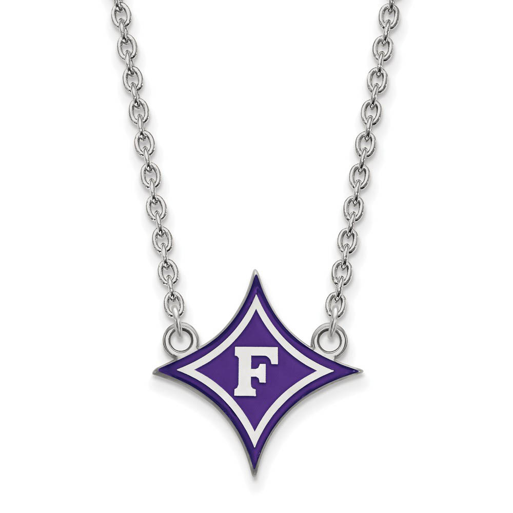 Sterling Silver Furman U Enamel Rhombus 'F' Pendant Necklace