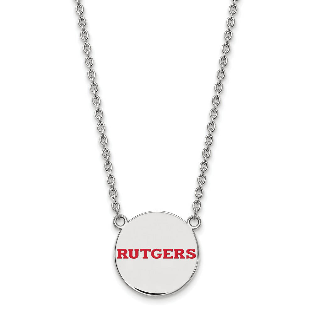 Sterling Silver Rutgers Enamel Disc Necklace