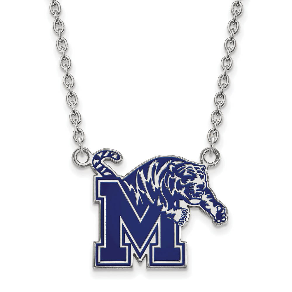Sterling Silver U of Memphis Enamel Pendant Necklace